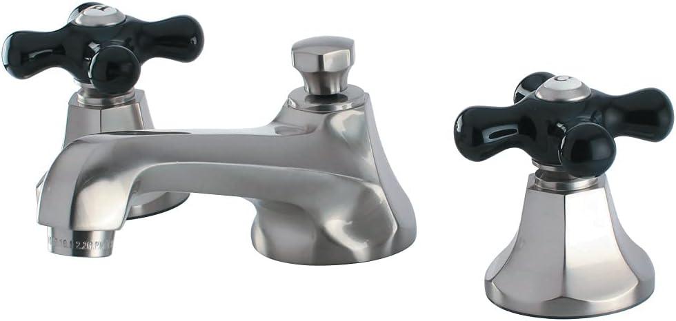 Kingston Brass Duchess Two-Handle 3-Hole Deck Mount Widespread Bathroom Faucet with Brass Pop-Up Drain