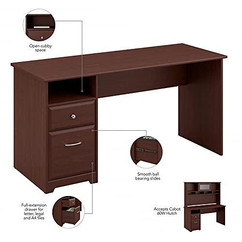 Bush Furniture Cabot 60" Computer Desk and Hutch, Espresso Oak