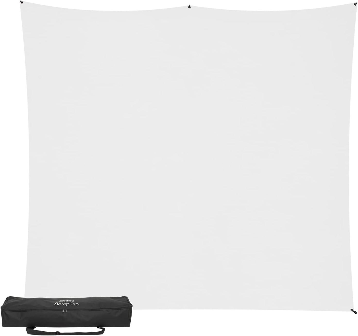 Westcott 8'x8' High-Key White X-Drop Pro Wrinkle-Resistant Backdrop Kit - for Headshots, Portraits, Video Interviews, and Photo Booths