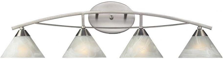 Satin Nickel 3-Light Vanity with Marblized White Glass Shade