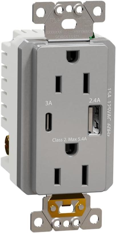 Square D by Schneider Electric X Series 15A 125V Wi-Fi Energy Monitoring Socket Outlet, Tamper Resistant, Needs Neutral Wire, Matter Certified, Compatible with Alexa, Google Home, Apple Home, Grey