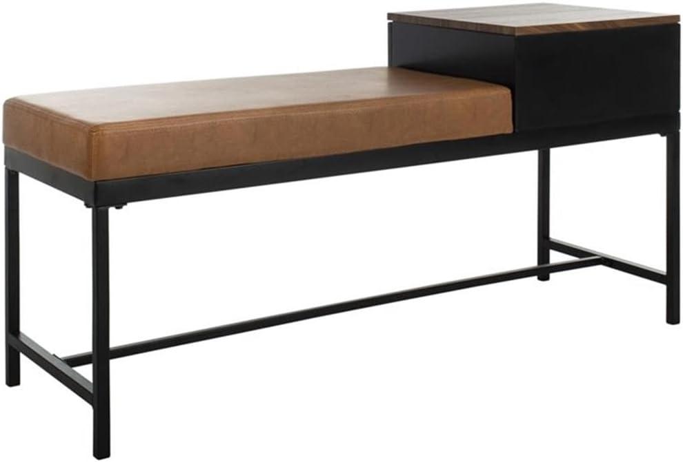 Maruka Bench with Storage - Brown/Brown - Safavieh