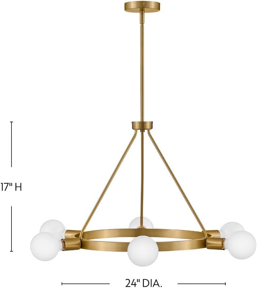 Lark Orla 6-Light Lacquered Brass Chandelier with Adjustable Height