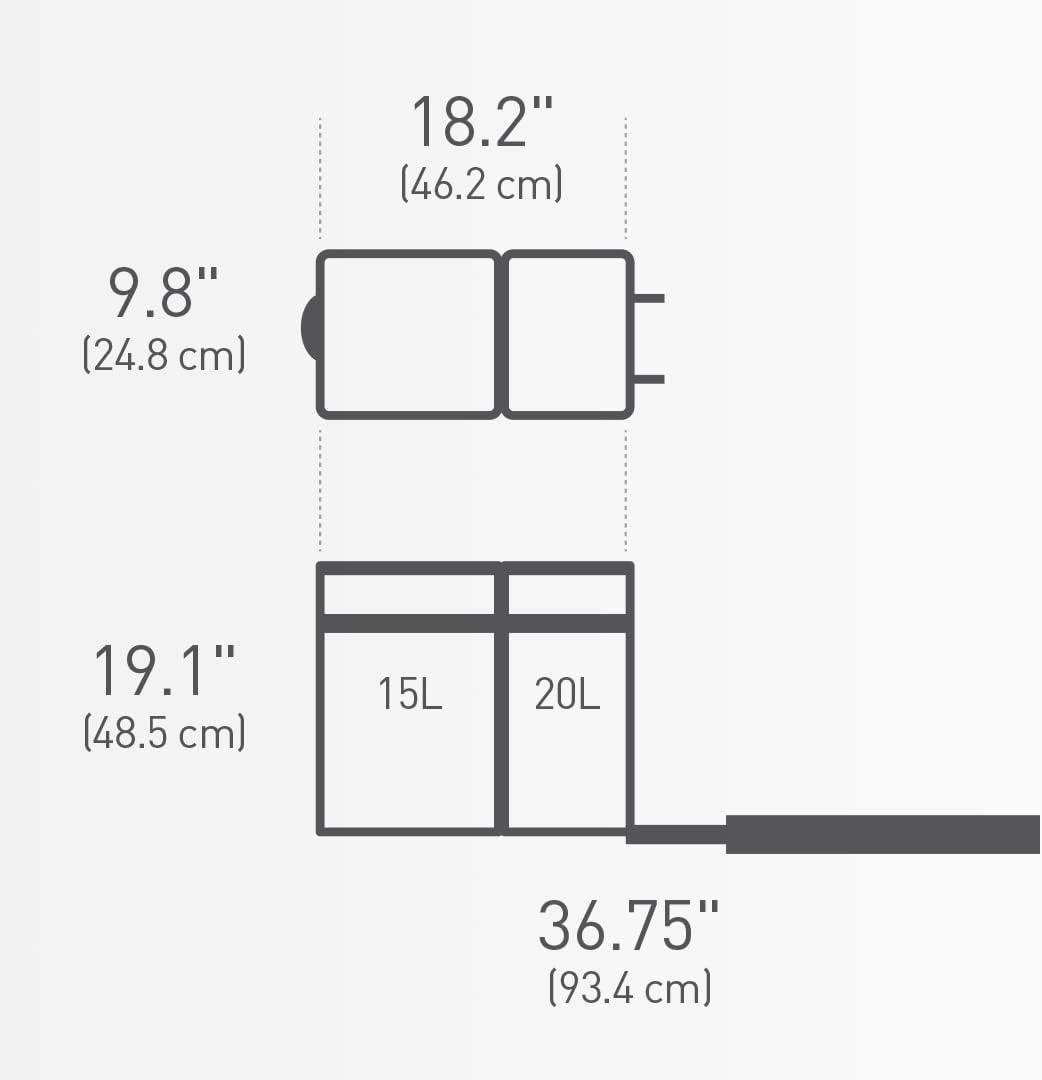 simplehuman 35L Under Counter Pull Out Trash Can Dual Bucket Recycling Garbage Can with Heavy Duty Frame