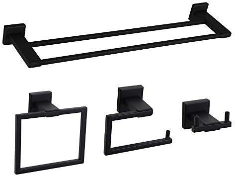 Matte Black Stainless Steel 4-Piece Bathroom Hardware Set