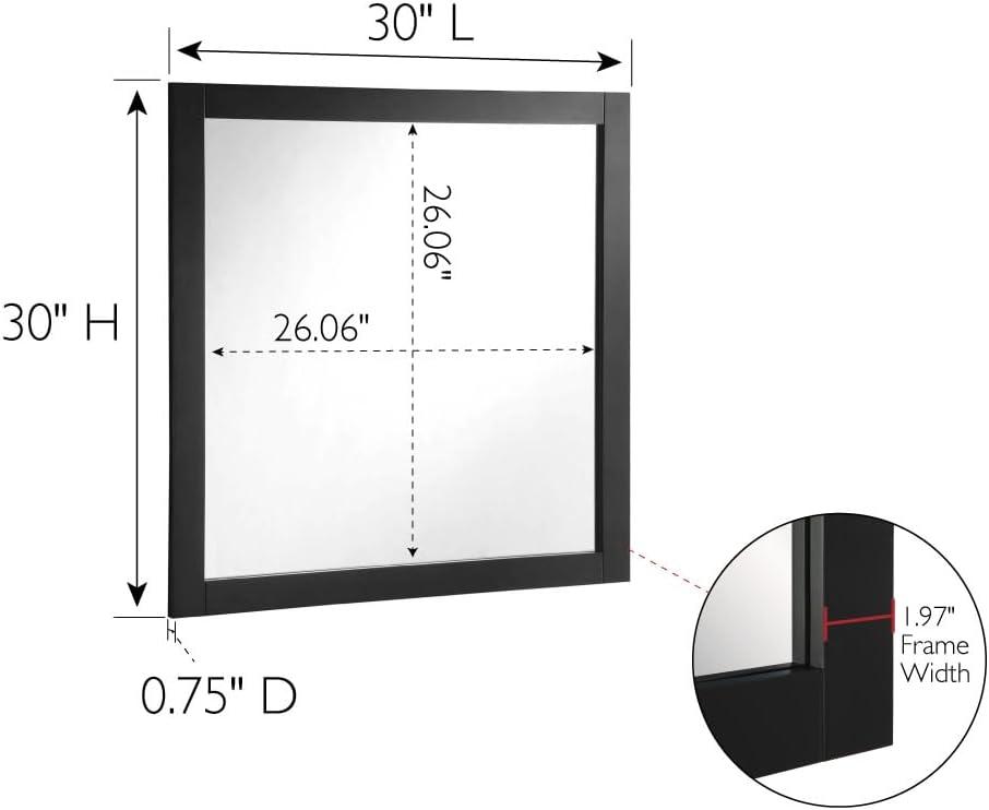 Espresso Wood 30" Square Bathroom Vanity Mirror