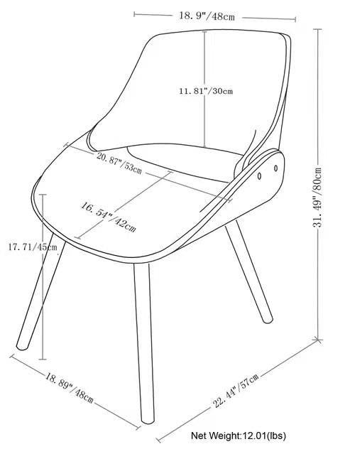 Simpli Home Malden Upholstered Dining Chair with Ergonomic Solid Wood Frame and Mid-Century Modern Style