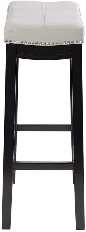 Claridge Backless Faux Leather Nailhead Saddle Barstool Gray - Linon