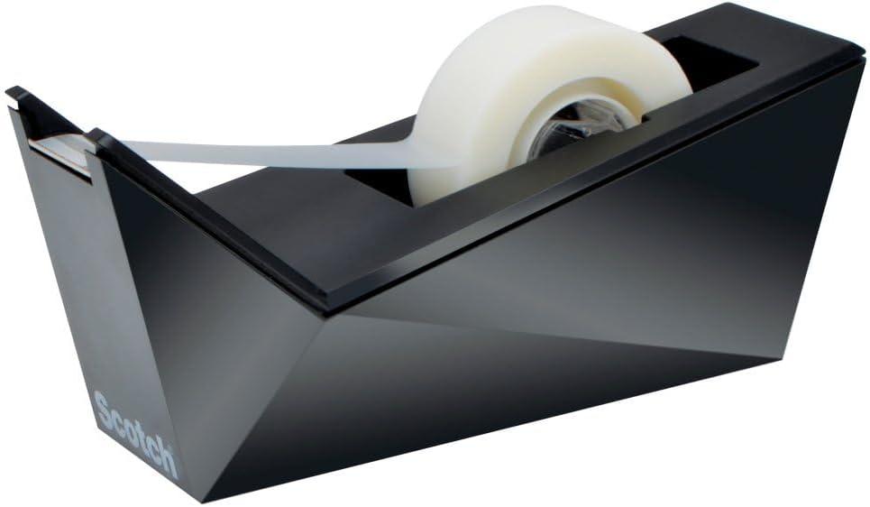 Black Facet Design One-Handed Desktop Tape Dispenser