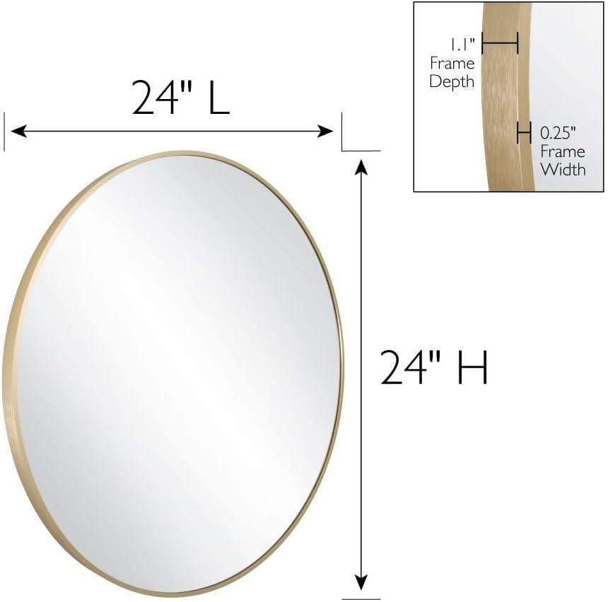 Design House Kenna Round Wall Mirror with Gold Metal Frame-24-inch