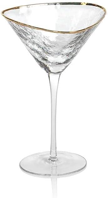 Clear Glass Martini Glasses with Gold Rim - Set of 4