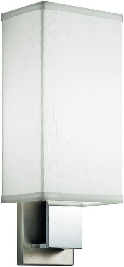 Brushed Nickel and Chrome LED Wall Sconce with White Shade