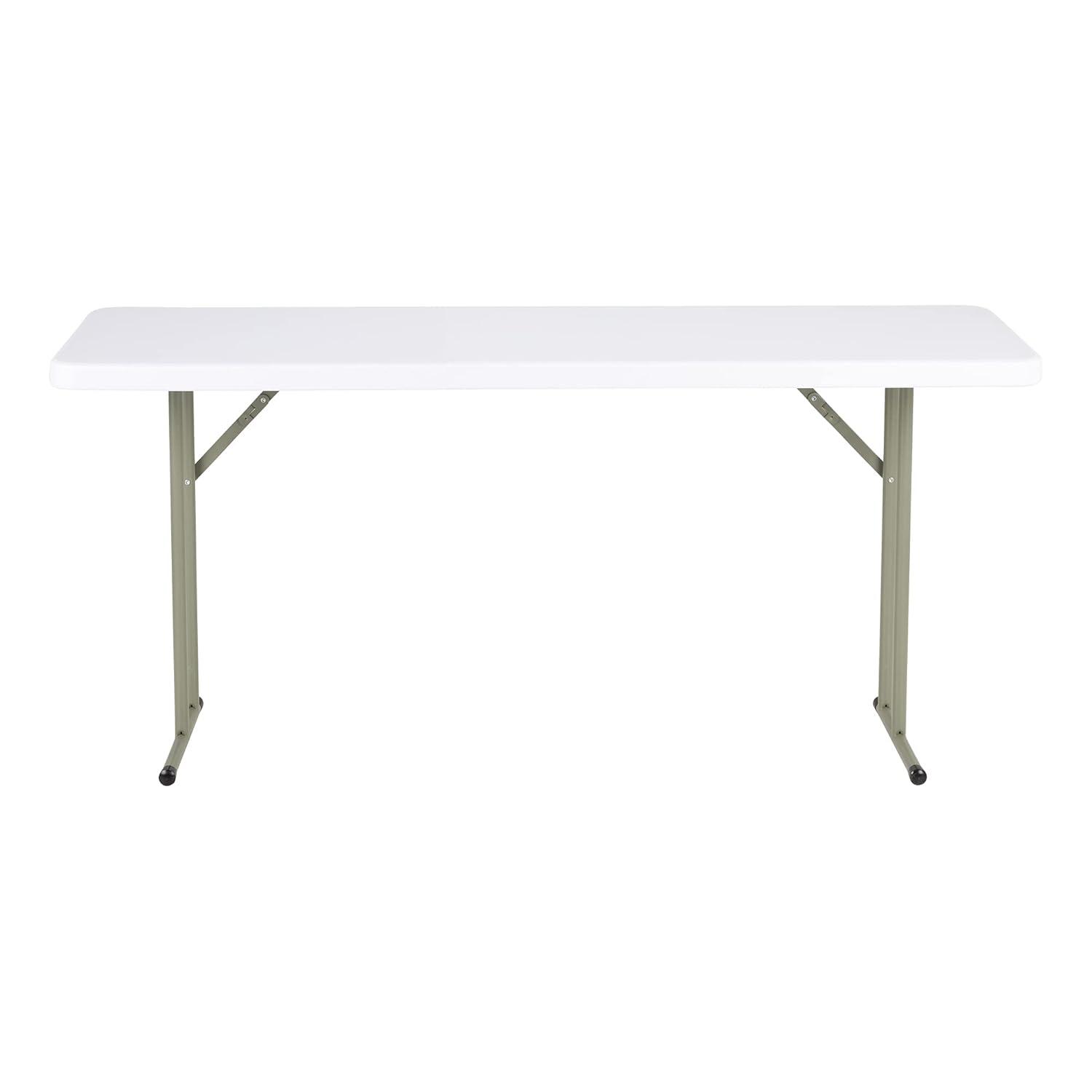 Norwood Commercial Furniture 8 ft Multipurpose Indoor Outdoor Heavy Duty Portable Blow Molded Plastic Folding Training Seminar Table 18" W x 96" L White