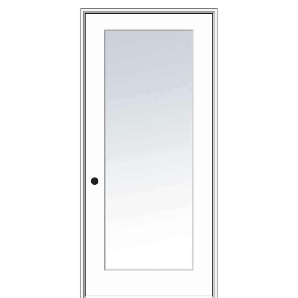 National Door Company ZZ09296L Primed MDF 1 Lite Clear Glass, Left Hand Prehung Interior Door, 30" x 80"