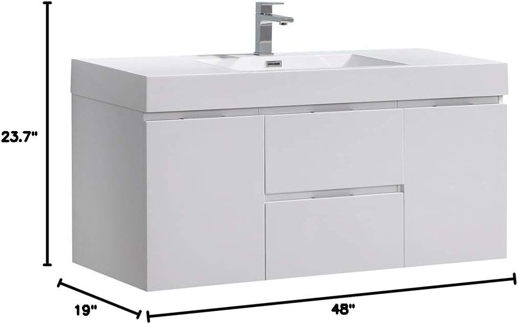 Valencia 48" Wall Mount Single Sink Bathroom Vanity with Top and Sink (Faucet Not Included)