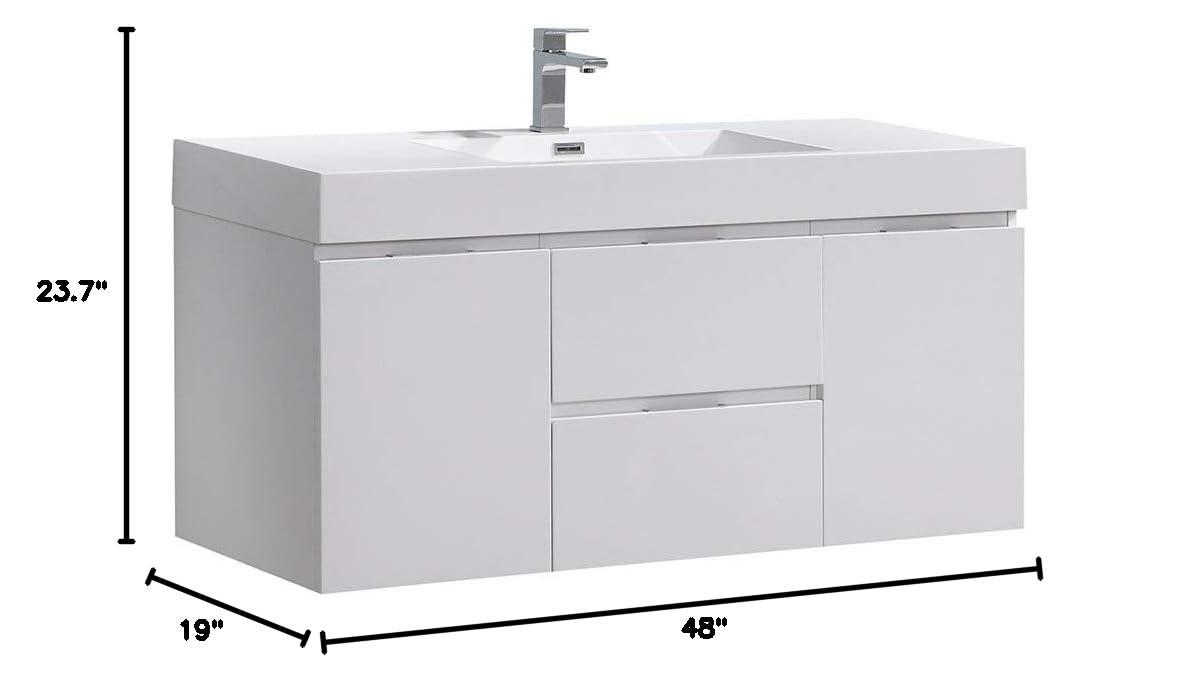 Valencia 48" Wall Mount Single Sink Bathroom Vanity with Top and Sink (Faucet Not Included)