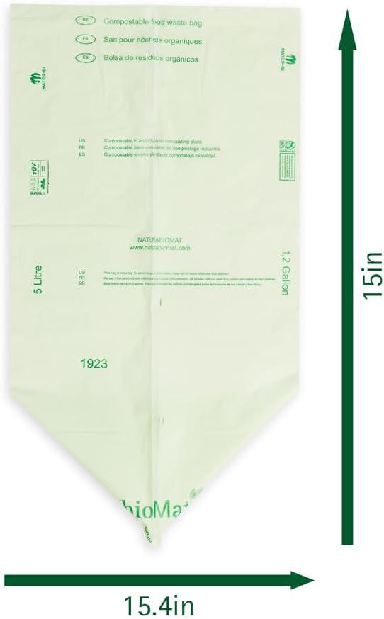 bioMat 1.2 Gallon Compostable Bags, 150 Count, Tear Resistant & Leak Proof