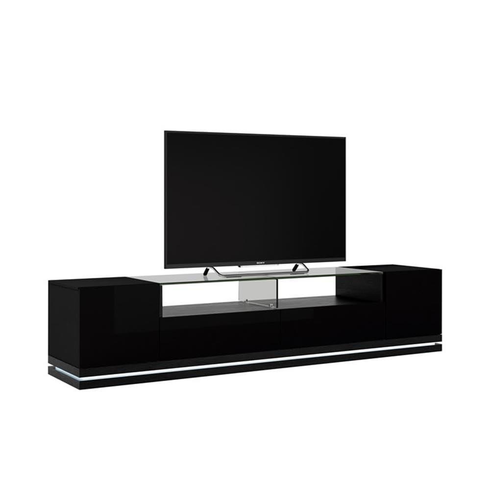 Vanderbilt Wood 85" TV Stand in Matte Black & Gloss