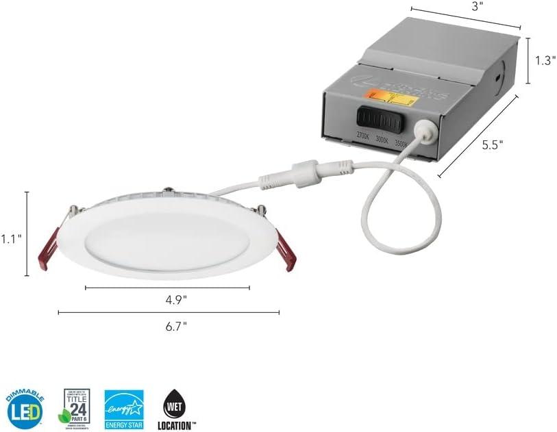 6-Inch White Aluminum LED Recessed Lighting Kit