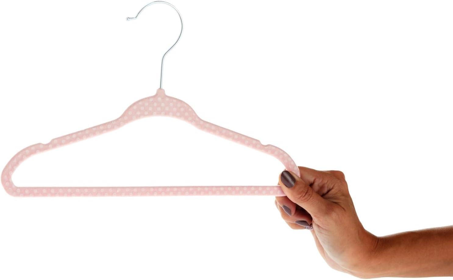Juvale 50 Pack Pink Velvet Baby Clothes Hangers for Closet Storage, Children's Nursery, Kid's Closet, Slip-Resistant, 11 In