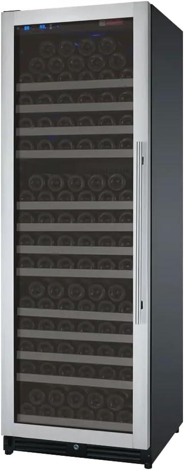 Stainless Steel 24" Wide 177 Bottle Wine Refrigerator with Interior Lighting