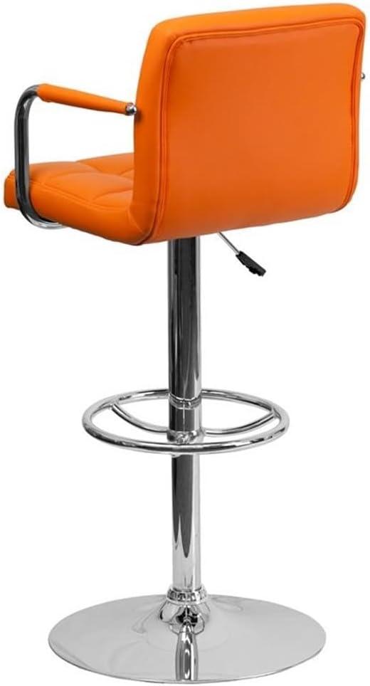 Flash Furniture Contemporary Quilted Vinyl Adjustable Height Barstool with Arms and Chrome Base