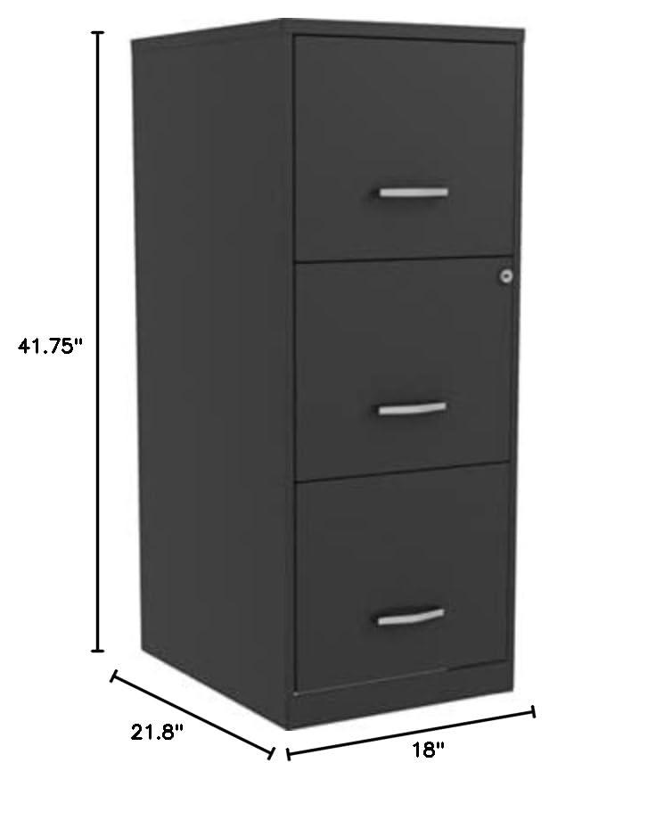 Black Vertical 3-Drawer Lockable Steel File Cabinet