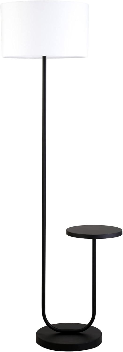 Jacinta Brass & White Modern Floor Lamp with Tray Table