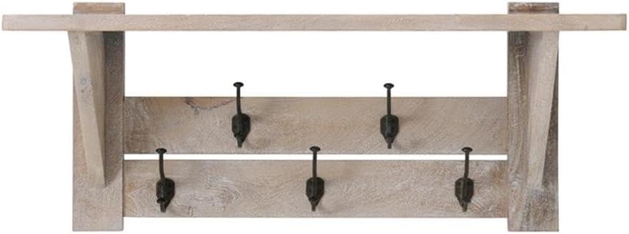 Castleton 40" Driftwood Mango Wood Coat Rack with Shelf