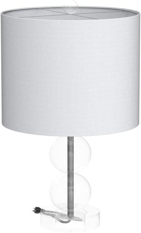 Brooklyn 17.5" Clear Crystal LED Table Lamp with White Shade