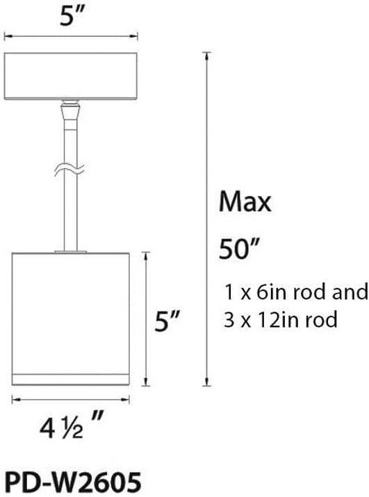 Tube Dimmable LED Cylinder Pendant, 3000K
