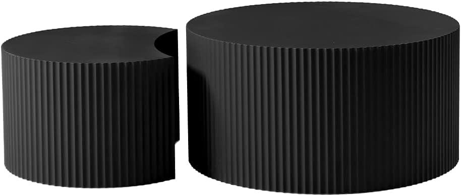 Williamspace Nesting Coffee Table Set, Modern Luxury, 2 Pieces, Black