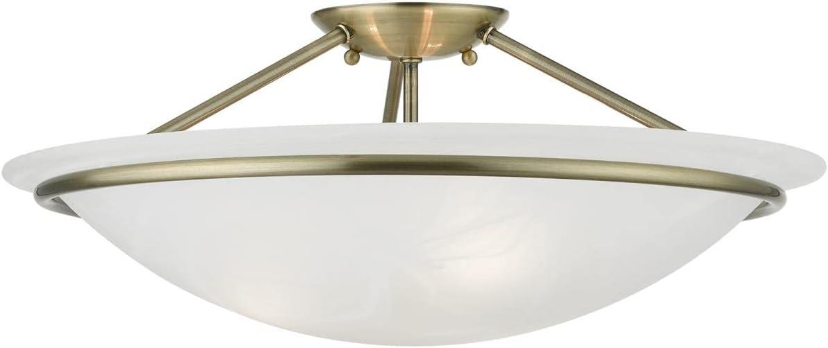 Livex Lighting Newburgh 3 - Light Semi-Flush Mount in  Antique Brass