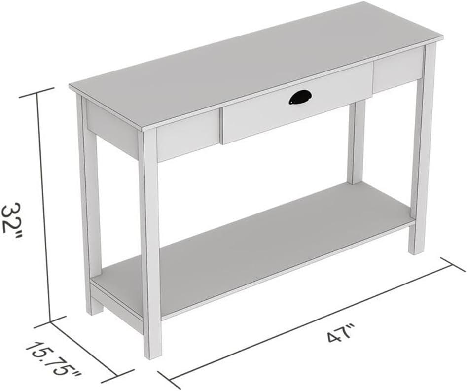 Safdie & Co. 47"L 1-Drawer Black Metal Handle Console Table in Dark Taupe