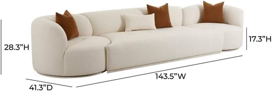 TOV Furniture Fickle Boucle 3-Piece Chaise Modular Sofa