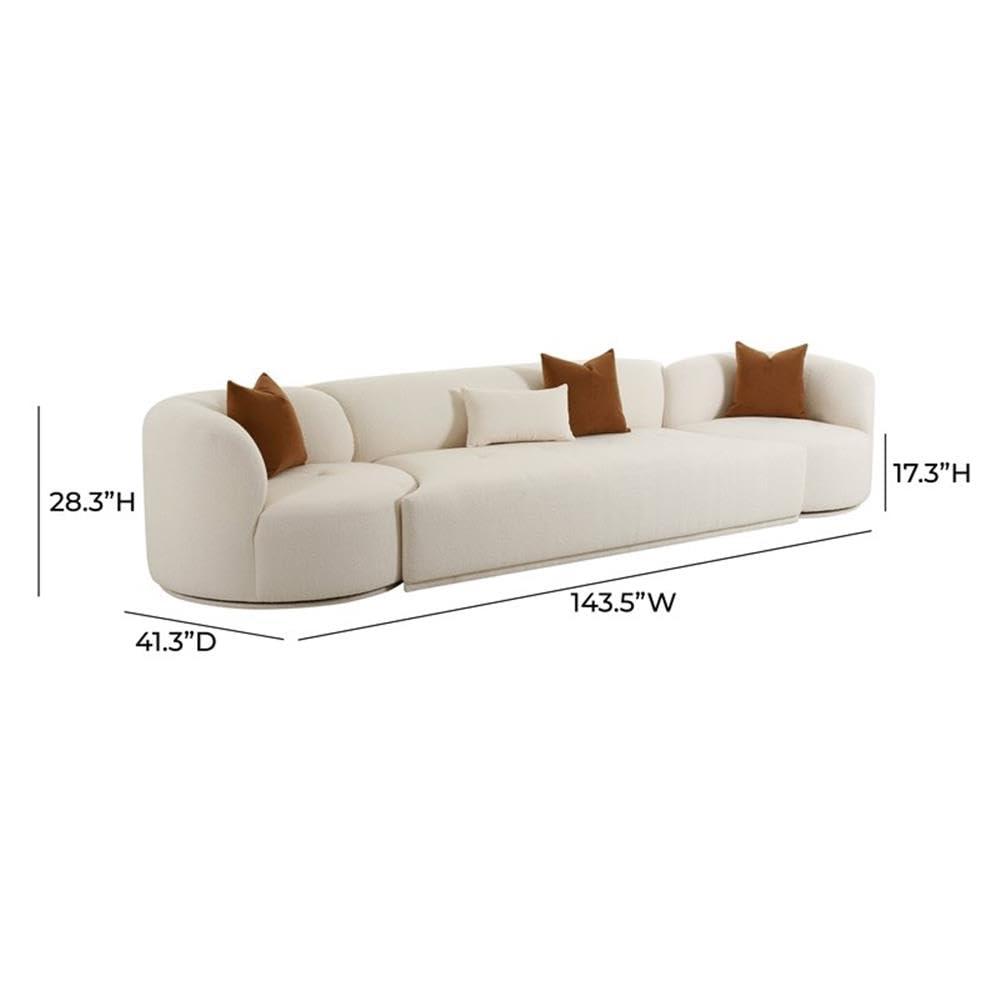 TOV Furniture Fickle Boucle 3-Piece Chaise Modular Sofa