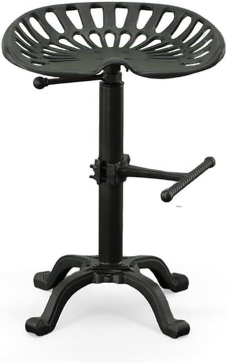 Carolina Living Adjustable Tractor Seat Counter Height Barstool Black: Vintage Style, Iron Base, 22-33" Height