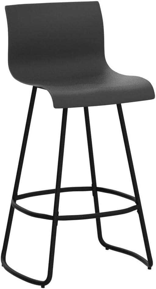 Black Adjustable Swivel Plastic Bar Stools Set of 4