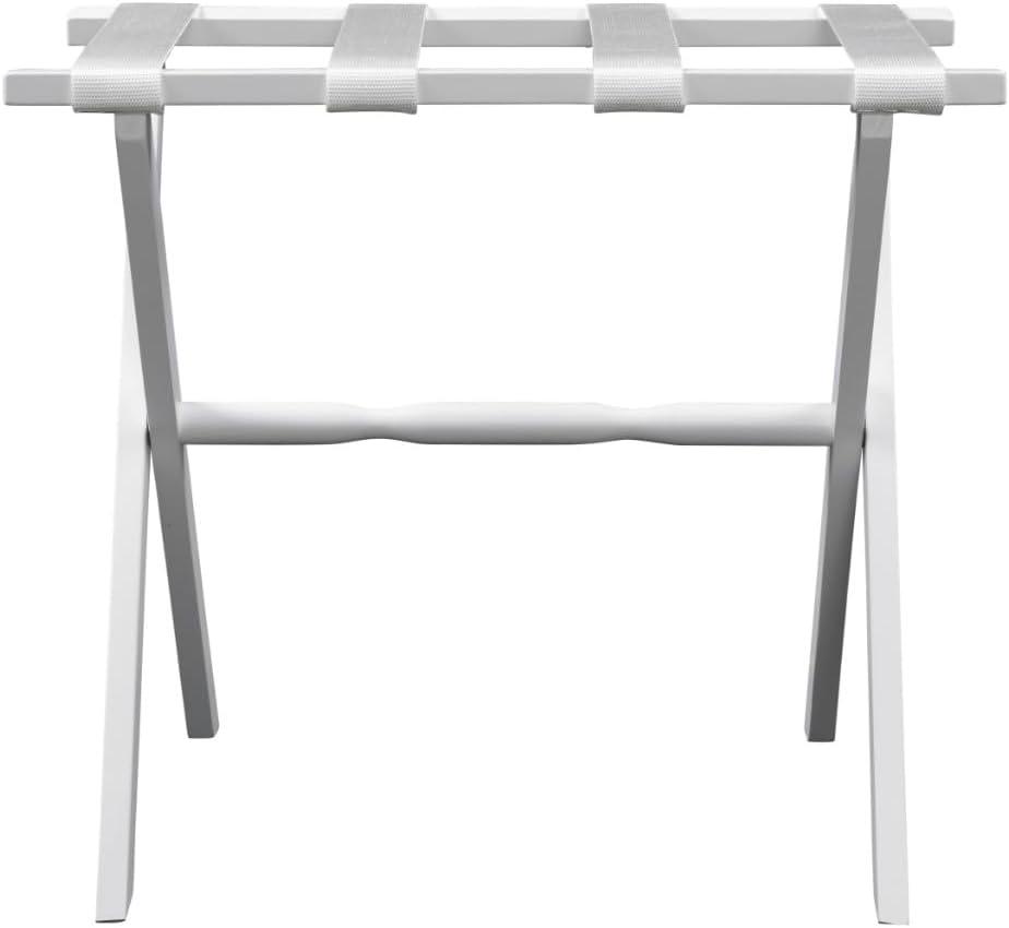 White Wood Folding Luggage Rack with Straps