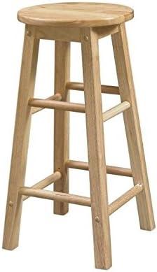 Linon Sims Classic 24" Backless Round Counter Stool in Natural Brown Rubberwood