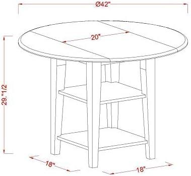 East West Furniture Sudbury 3 Piece Round Dual Drop Leaf Dining Table Set