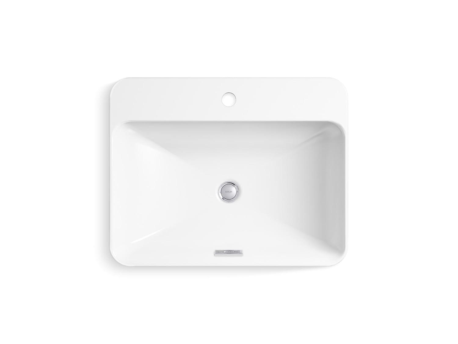 Vox® Vitreous China Rectangular Vessel Bathroom Sink with Overflow