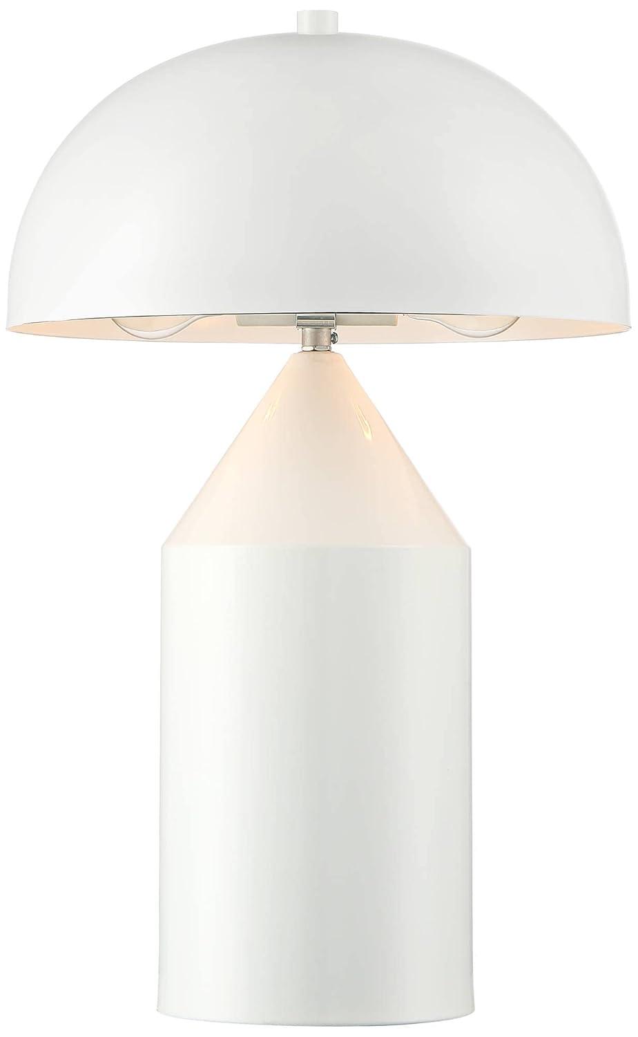 360 Lighting Felix Modern Accent Table Lamps 19" High Set of 2 White Metal Mushroom Dome Shade for Bedroom Living Room Bedside Nightstand Office Kids