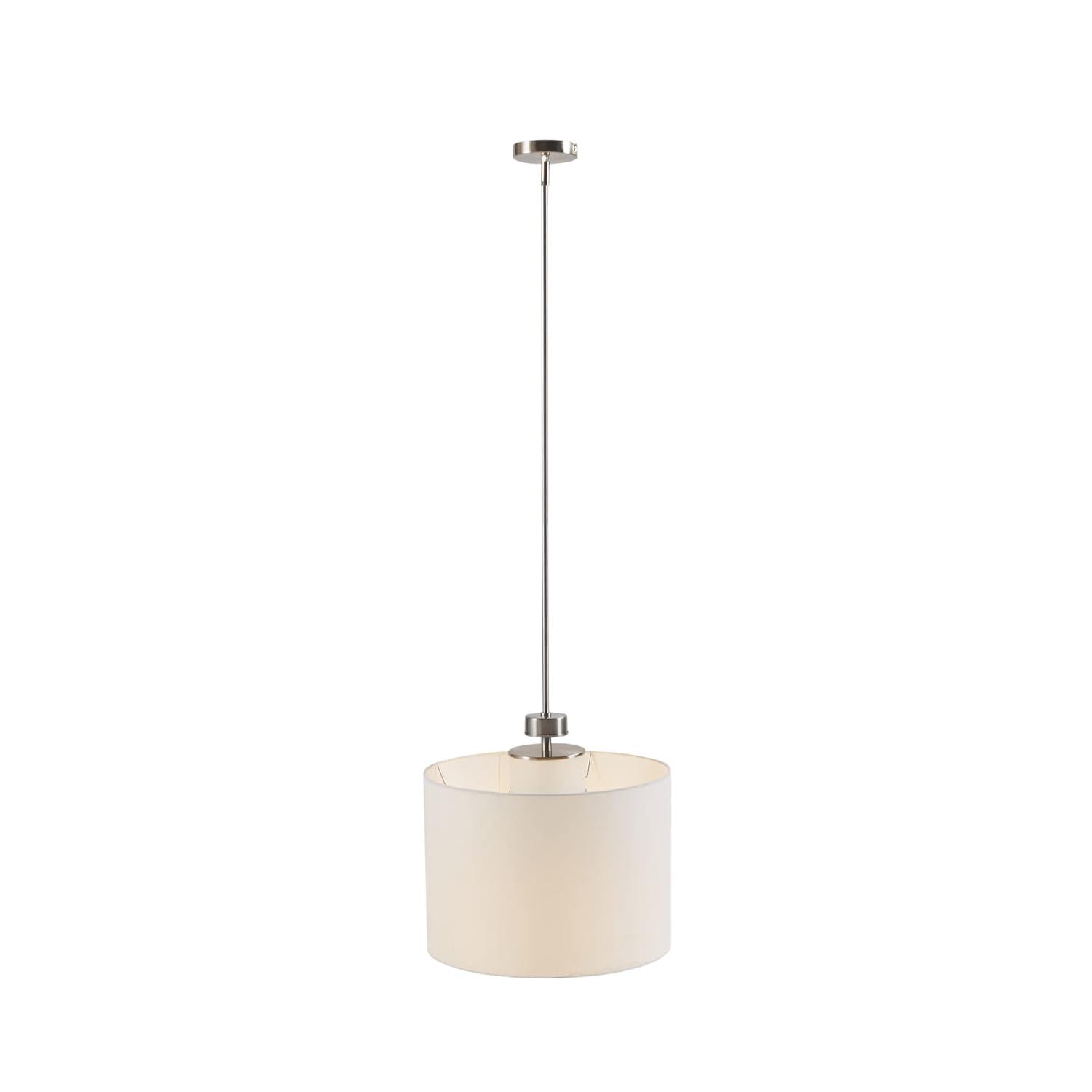 Urban Sophisticate White Linen & Glass LED Drum Pendant