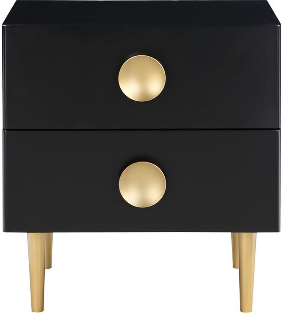 Meridian Furniture Zayne Contemporary Metal Nightstand in Rich Black Finish