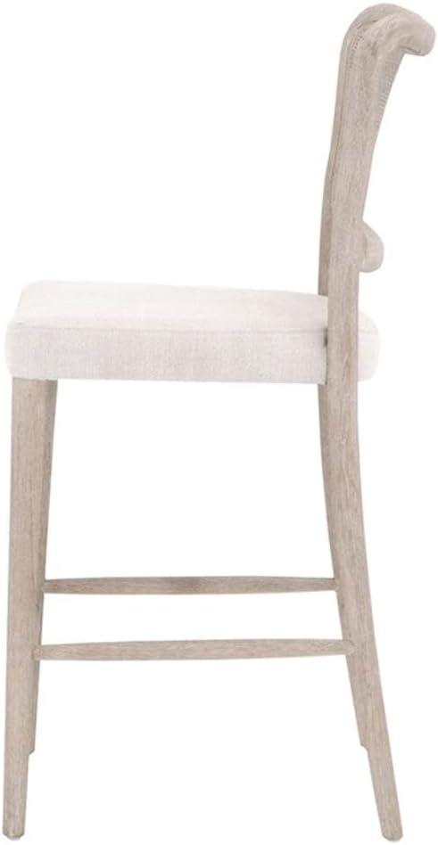 Bisque Gray Oak and Cane Counter Stool