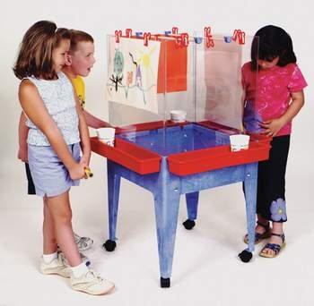 Blue and Red Plastic 4-Station Youth Easel with Storage