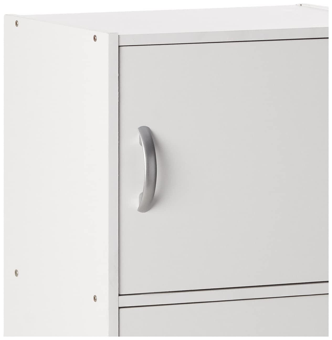 Hodedah HID5 High Quality 5 Shelf Home, Office, and School Enclosed Organization Storage 59 Inch Tall Slim Bookcase Cabinets, White Finish