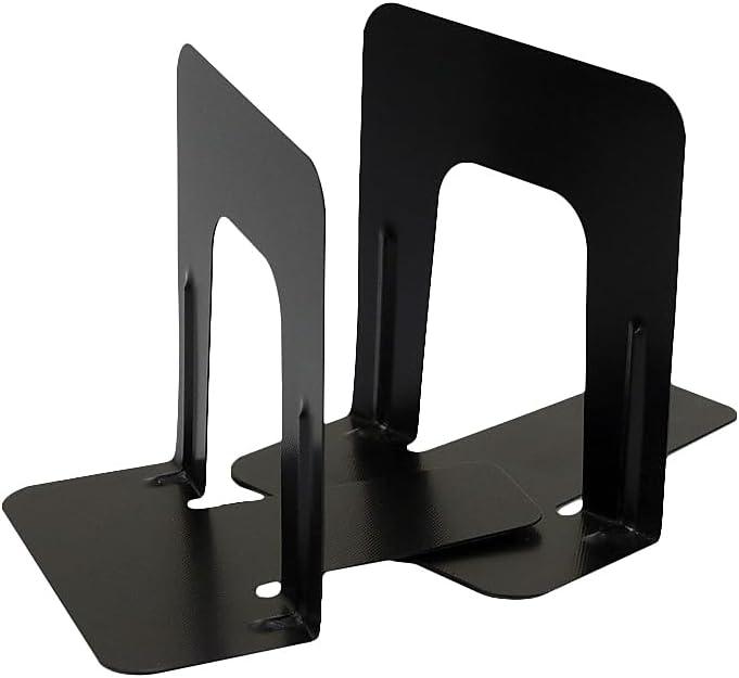 Black Steel Non-Slip Bookends with Enamel Coating, 5-inch