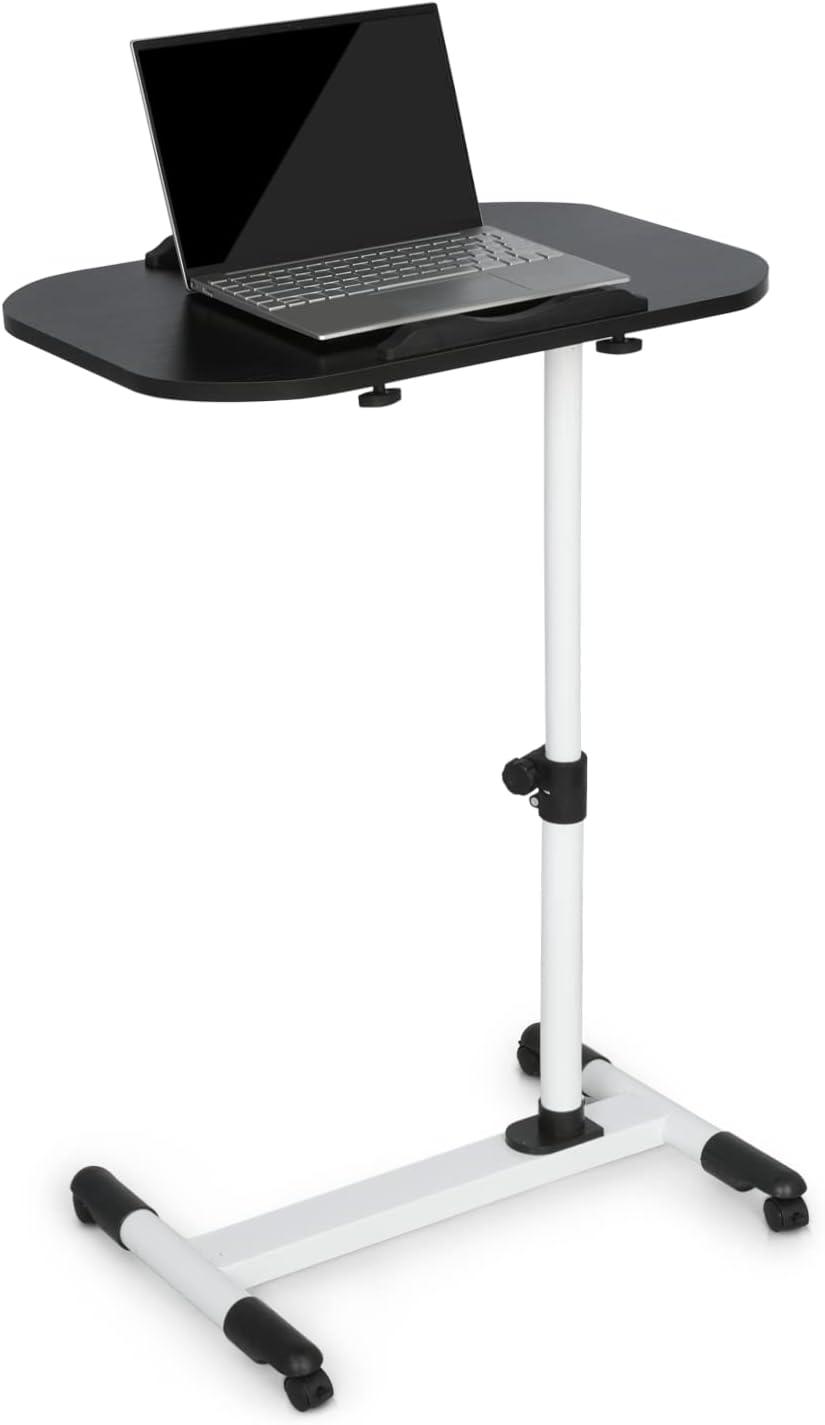 Magshion Workstation, Height Adjustable Computer Desk, Drafting Table Rolling Cart with Casters for Home Office, White